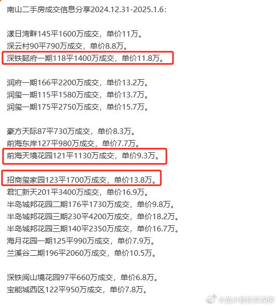 南山二手房最新成交